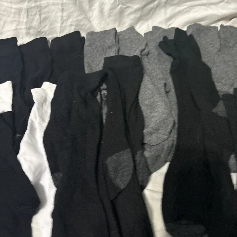 Lot Of‎ 20 Tall Unisex Unbranded Socks Black White Grey New